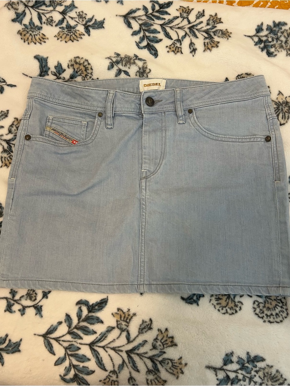 Diesel Light Wash Blue Denim Mini Skirt